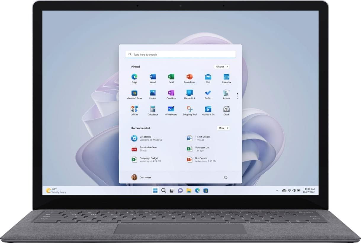 لپ تاپ Open Box مایکروسافت سرفیس مدل Surface laptop 5 پردازنده i5  نسل 12 حافظه  8G DDR5 ظرفیت 256GB SSD صقحه نمایش 13.3 اینچ لمسی