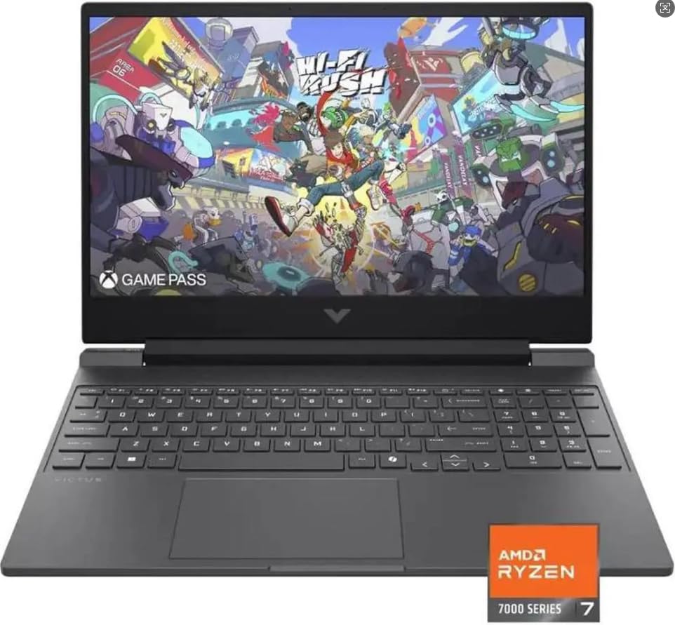 لپ تاپ اچ پی ویکتس 15 پردازنده Ryzen 7-7445Hs حافظه 16GB DDR5 ظرفیت 512GB SSD گرافیک 6GB RTX 4050 صفحه نمایش فول اچ دی 15.6 اینچ144Hz