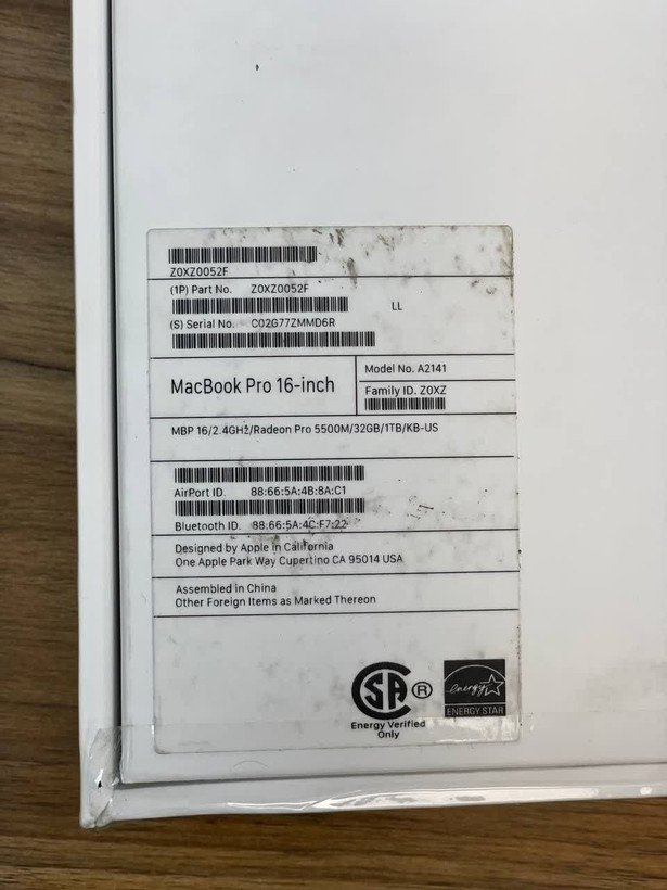 لپ تاپ اپل MACBOOK PRO 2019 پردازنده i9 نسل 9 حافظه 32GB DDR4 ظرفیت 1TB SSD گرافیک 8GB AMD Radeon Pro 5500M صفحه نمایش 16.3 اینچ 3k